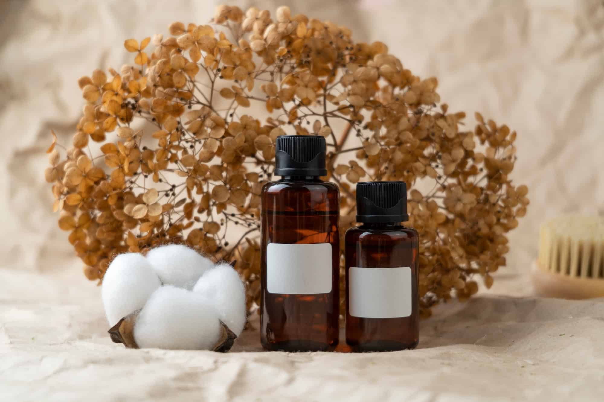 A mockup dropper bottle with face serum with vitamin C or natural oil