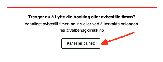 Avbestill time Velbehag Klinikk