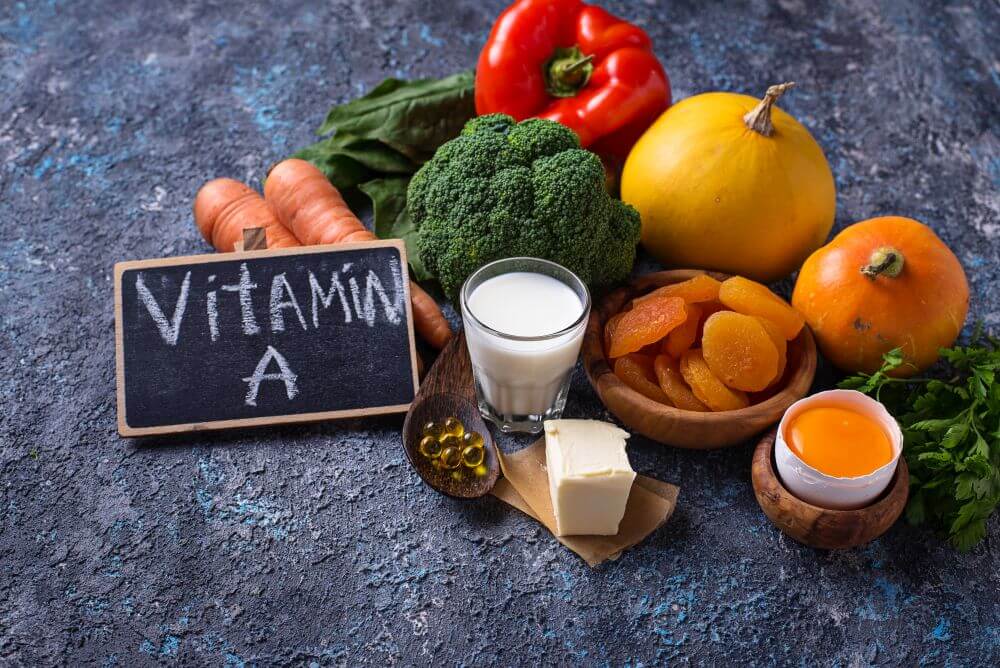 En deilig samling av frukter, grønnsaker og meiri. Alle inneholder Vitamin A.\