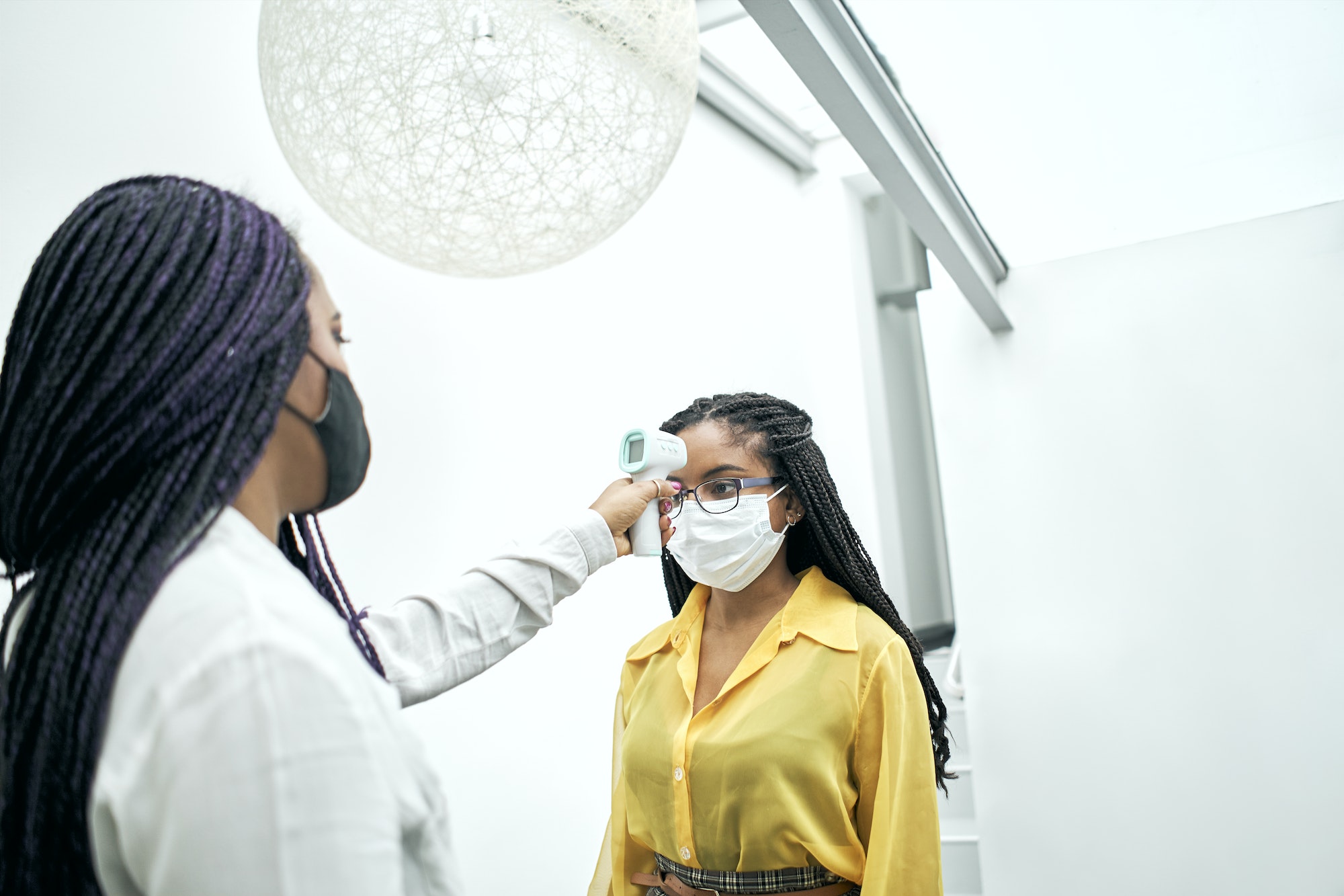 Body temperature check, prevent virus Concepts in preventing contagious diseases.